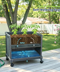 Raised Garden Bed Tomato Planter Box With Trellis Self Watering 4.1 Gallon Pot 31.65 Inch Trellis Easy Move Wheels Climbing Plants Vegetables Patio Indoor Outdoor Garden Solution