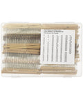 Front view of a clear plastic box containing 156-value, 1/4W carbon film resistor kit, 20 pieces per value.