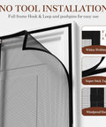 Magnetic Screen Door For 74x80 Inch Doors, 76x81 Inch High Density Fiberglass Mesh, Ultra Strong Magnets With Windproof Hasp shown installed