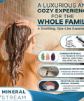 Chakra Showerhead Kit With Replacement Beads, Natural Therapeutic Crystals, Shower Arm Diverter, And 1.5m Hose For Spa Like Luxurious Shower Experience shown with a woman under the shower