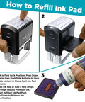 How to refill ink pad for Workhorse Large Self Inking Rubber Date Office Stamp with clear visual steps and ink application.