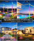 4 Pack Outdoor String Light Poles for Hanging String Lights With Clips and Holders in various outdoor settings
