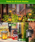 4 Pack Solar Lanterns Outdoor Lights With Upgraded Flickering Flame for Yard Patio Path Tree and Garden Decor in all weather conditions
