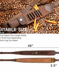 Rifle Sling With Two Point Eight Inch Wide Double Layer Crazy Horse Leather Ammo Holder Adjustable Replacement Gun Strap