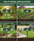 2 Pack Ultrasonic Deer Repellent With Motion Sensor For Garden And Yard in orchard, farm field, vegetable garden, and patio