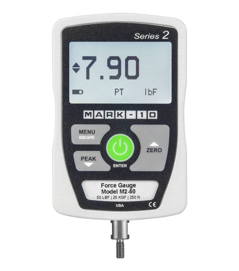 M2 Digital Force Gauge 500 Lbf Capacity For Legit Precision Testing - Ultra Compact 500 Hz Sampling 0.5% Accuracy Overload Protected To 200% Reversible Display And Housing Tough Material Testing Tool, front view