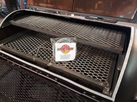 Grey Self Stick High Temp BBQ Gasket For Smokers, 15 Feet Long, 1/2 In By 1/8 In Size, Nomex Fiber Blend, Ultra Durable Heat Resistant Seal, Easy Peel And Stick Gasket, Perfect For Smoker Grill And Oven Seals, shown on smoker door