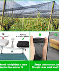 Heavy Duty Garden Mesh Netting 9.8 X 16.4 Ft With Upgraded PPT Nano Material, Tear Resistant And UV Stable, installed over garden