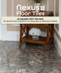 Self Adhesive 12 Inch Vinyl Floor Tiles 20 Tile Pack Peel And Stick Dark Slate Marble Pattern in room with table and flowers