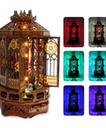3D Wooden Puzzle Night Light With RGB Ambient Glow Walnut Wood Sculptural Decor For Day And Night Easy 4 To 6 Hour Assembly, lantern view