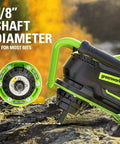 Close-up of 80V Brushless Earth Auger And Post Hole Digger With LED Work Lights showing 7/8" shaft diameter on rocky ground