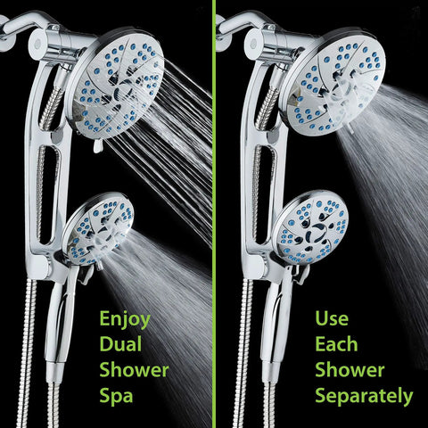High Pressure Rainfall Shower System Featuring 48 Modes With 6 Inch Rain Head And Handheld 3 Way Combo Anti Clog Nozzles