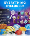 Space Gemstone Dig Kit For Kids With 8 Planet Shaped Bricks And 16 Real Gem And Mineral Specimens, Hands On Excavation Adventure