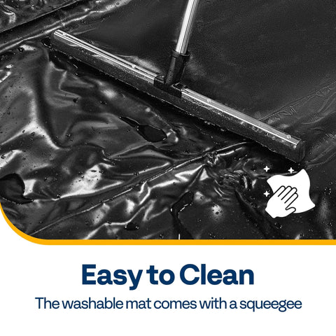 Heavy Duty Garage Containment Mat With Stay Put Corner And Squeegee For Mud Water Snow And Ice Protection PVC Floor Covering