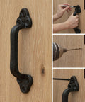 Beefy Heavy Duty Barn Door Handles Set Of 2 Black Rustic Cast Iron Gate Handles For Farmhouse Decor Sliding Doors With Hardware Large 9 Inch Indoor And Outdoor Use Pre Drilled Holes installed demonstration