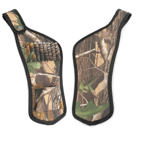 Hip Archery Quiver With Snap On Waist Belt Maple Camo Crossbow Arrow Holder Eight Arrow Pouch front and back view