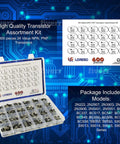 Image of Transistor Assortment Kit Box With 600 Pieces And 24 Value NPN PNP Transistors Including 2N2222 2N2907 BC327 BC337 BC556 for DIY use.