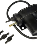 Dorman 904-214 vacuum pump with mounting flange and hoses; black plastic body, includes four screws.