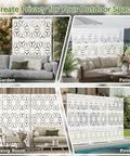 White Metal Privacy Screen With Stand Freestanding Outdoor Fence Panel 72 Inch High By 44 Inch Wide Floral Design