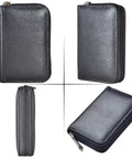 Genuine Leather Card Holder With Zipper Wallet For 26 Cards Black Slim And Durable Compact Go To Card Organizer four-view image