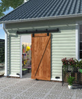 Exterior Sliding Barn Door Hardware Track Kit With 96 Inch Black Track, Heavy Duty 500 Lb Capacity, Weatherproof Wall Mount System For Outdoor Use, Includes Five Brackets, Door Not Included