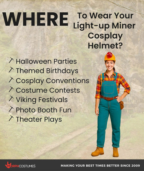 Image of a person wearing a yellow hard hat with light for construction cosplay, adjustable miner helmet, gold miner costume accessory.