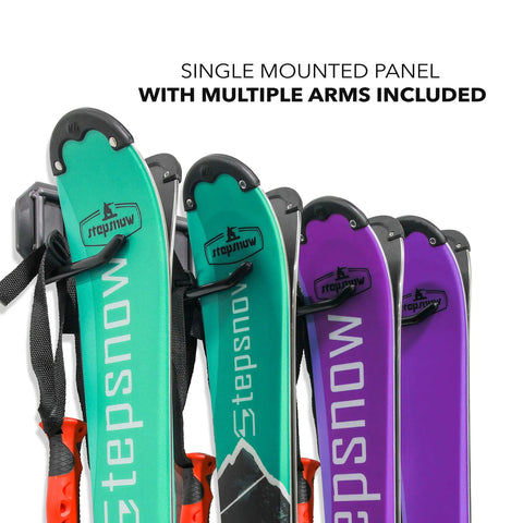 Wall Mounted Ski Storage Rack Holds Four Pairs Of Skis And Poles Or A Snowboard Tough As Nails With Rubber Coated Hooks