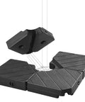 Beefy Heavy Duty Patio Offset Umbrella Base Stand With 180 Lb Sand Or Water Fill Capacity showing open and closed plates.