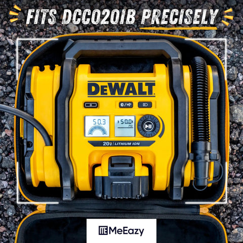 Hard Case for Dewalt DCC020IB 20V Max Tire Inflator Built Tough Custom Fit Padded Storage Bag shown with inflator inside