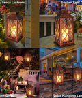 Two Pack 14 Inch Solar Lantern For Outdoor Garden Hanging Use Waterproof LED Flickering Flameless Candles With Warm Glow Auto On At Dusk Up To 24 Hours Backyard Patio Decor Gift For Mom Wife in various outdoor settings