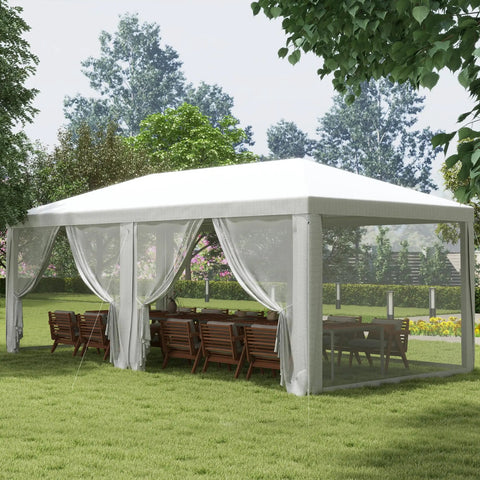 10x20 Outdoor Party Tent With Removable Sidewalls, White Wedding Canopy And Gazebo For Events, Parties, BBQs, Fairs