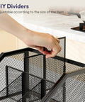 Adjusting divider on Space Saving Coffee Bar Organizer For Countertop With Tiered Shelves And Removable Top Shelf