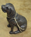 Hand Crafted Cast Iron Dog Door Stopper Antique Black Finish Sturdy 4 Lb Statue Sculpture For Home Office Garden Gift
