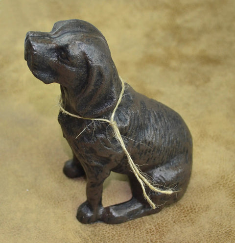 Hand Crafted Cast Iron Dog Door Stopper Antique Black Finish Sturdy 4 Lb Statue Sculpture For Home Office Garden Gift