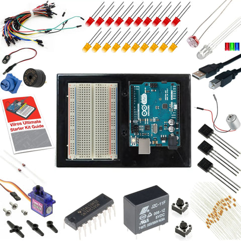 Arduino Uno Starter Kit For Beginners With Over 190 Components UNO R3 Board Breadboard Jumper Wires DC Motor Servo Relay And A Full Color 72 Page Manual For Hands On Electronics Projects
