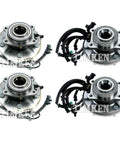 Front And Rear Wheel Bearings And Hubs Kit For Grand Caravan Routan FWD Direct Fit Bolt On OEM Replacement, shows four hubs.