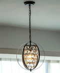 Bronze Vintage Crystal Pendant Light Fixture 1 Light Metal Hanging Chandelier For Entryway And Foyer with crystal bead.