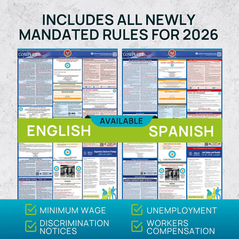 Florida Labor Law Poster 2026 Update With State And Federal Workplace Notices Laminated Waterproof 26 By 39.5 Inches Includes OSHA FMLA EEOC And Minimum Wage Rules No Nonsense Compliance Sign For Busy Workplaces, English and Spanish