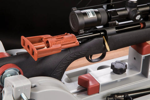 Close-up of Rapid Deluxe Bore Guide Kit with Four Muzzle Guides for Easy Gun Cleaning Precise Cleaning Rod Alignment Safe Solvent Direction