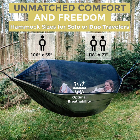 Camping Hammock With Mosquito Net Tent Like Portable Outdoor Hammock For One To Two People, large hammock in forest