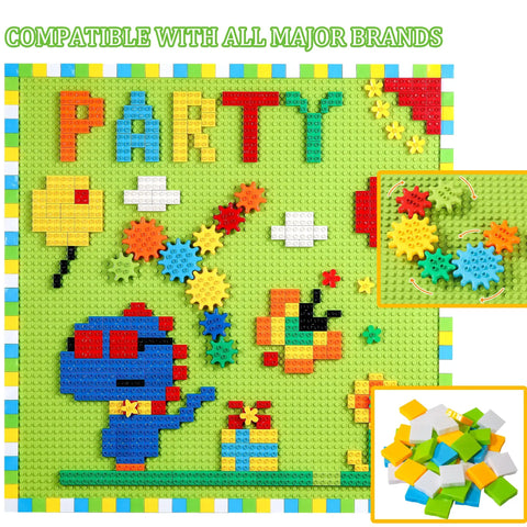 Game Changing 812 Piece Building Blocks Kit Featuring Self Adhesive Wall Baseplates And Interconnected Marble Run Tracks For Kid Approved STEM Projects And No Fuss Setup displayed on a green wall base with colorful designs and accessories.
