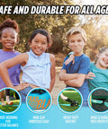Group of kids outdoors with 60ft Backyard Slackline Kit With Wide Tree Protectors For Kids And Adults, shown in use.