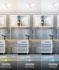 LED Garage Light With Multiple Adjustable Panels, E26 Base, 4,000 Lumens, comparing 3000K, 4000K, 5000K color temperatures