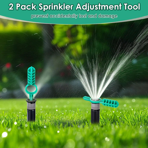 2 Pack Sprinkler Adjustment Tool For Hunter MP Rotator Heads And MP10 Nozzles in use on lawn with water spray