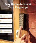 Hand using Smart Keypad Touch That Delivers Keyless Entry And Fingerprint Access, IP65 Waterproof Home Security Pad on door