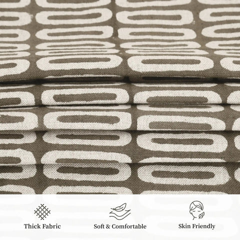 Hand Block Print Throw Pillow Covers 20 By 20 Inches 2 Pack Artisan Made Neutral Cushion Covers For Sofa Bed Chair Home Decor Boho Vibe 100 Percent Cotton Indoor, close-up of thick cotton fabric