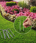 Six Inch Galvanized Landscape Staples With Gasket Caps 100 Pack U Shaped Pins for securing landscape fabric in a garden