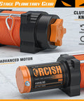 4500 Pound 12V DC Waterproof Electric Winch Kit For ATV UTV Towing With 50 Foot Synthetic Rope, orange clutch knob detail