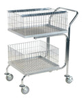 Heavy Duty Steel Mail Cart For Hospital Nursing Units With Quiet Roller Casters No Fuss Paper Sorting Solutions Built Tough For Daily Runabouts In Multicolor Finish Option with two wire trays