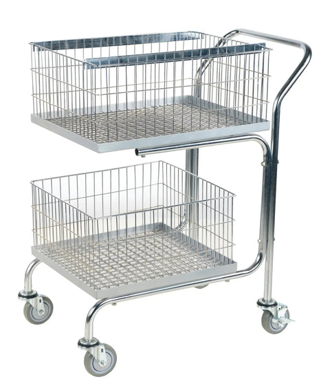 Heavy Duty Steel Mail Cart For Hospital Nursing Units With Quiet Roller Casters No Fuss Paper Sorting Solutions Built Tough For Daily Runabouts In Multicolor Finish Option with two wire trays